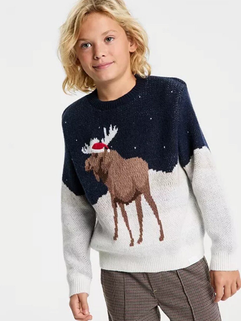 ABEROCROMBIE KIDS -BOYS ,MOOSE CREW SWEATER  IN NAVY /SIZE:7-8 YEARS